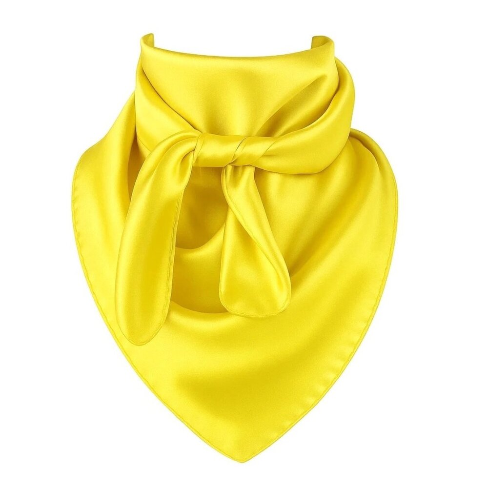 Lemon Yellow Satin Scarf 35x35 Inch Wild Rag Square Hair Neck Scarf